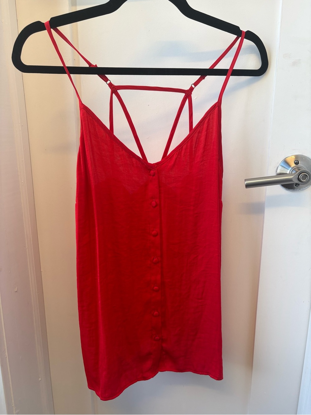 Red Strappy Button-Front Camisole